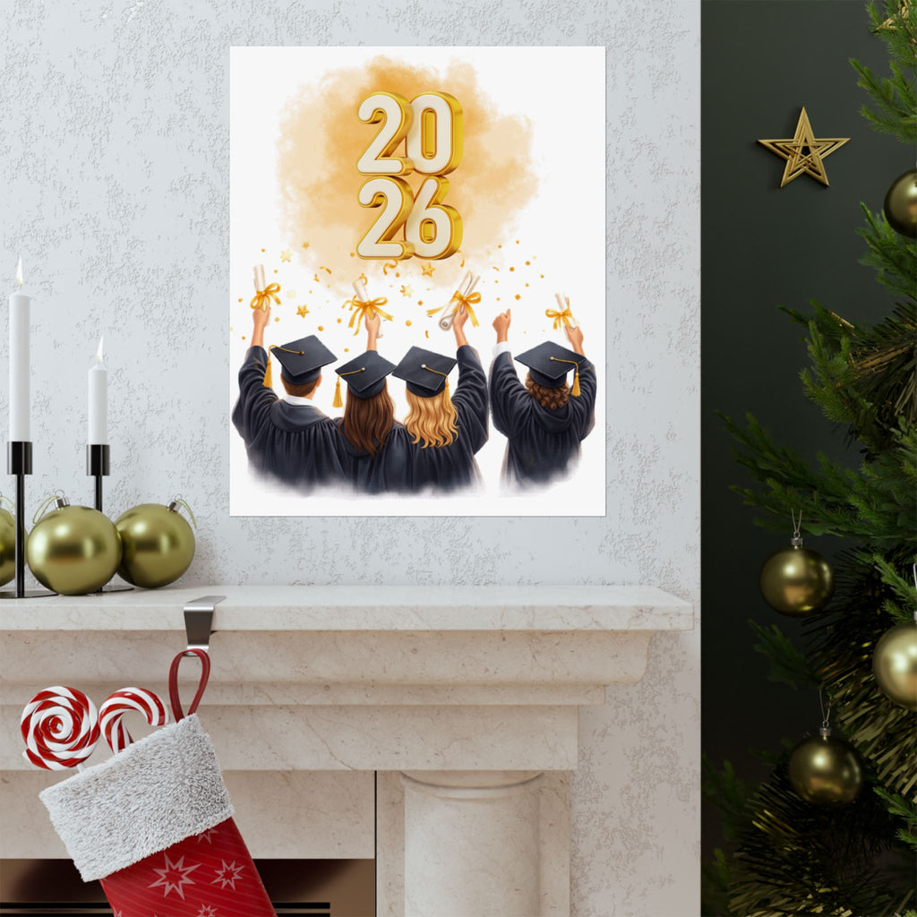 2026 Graduation Poster — Class of 2026 Cap Toss Matte Vertical Print