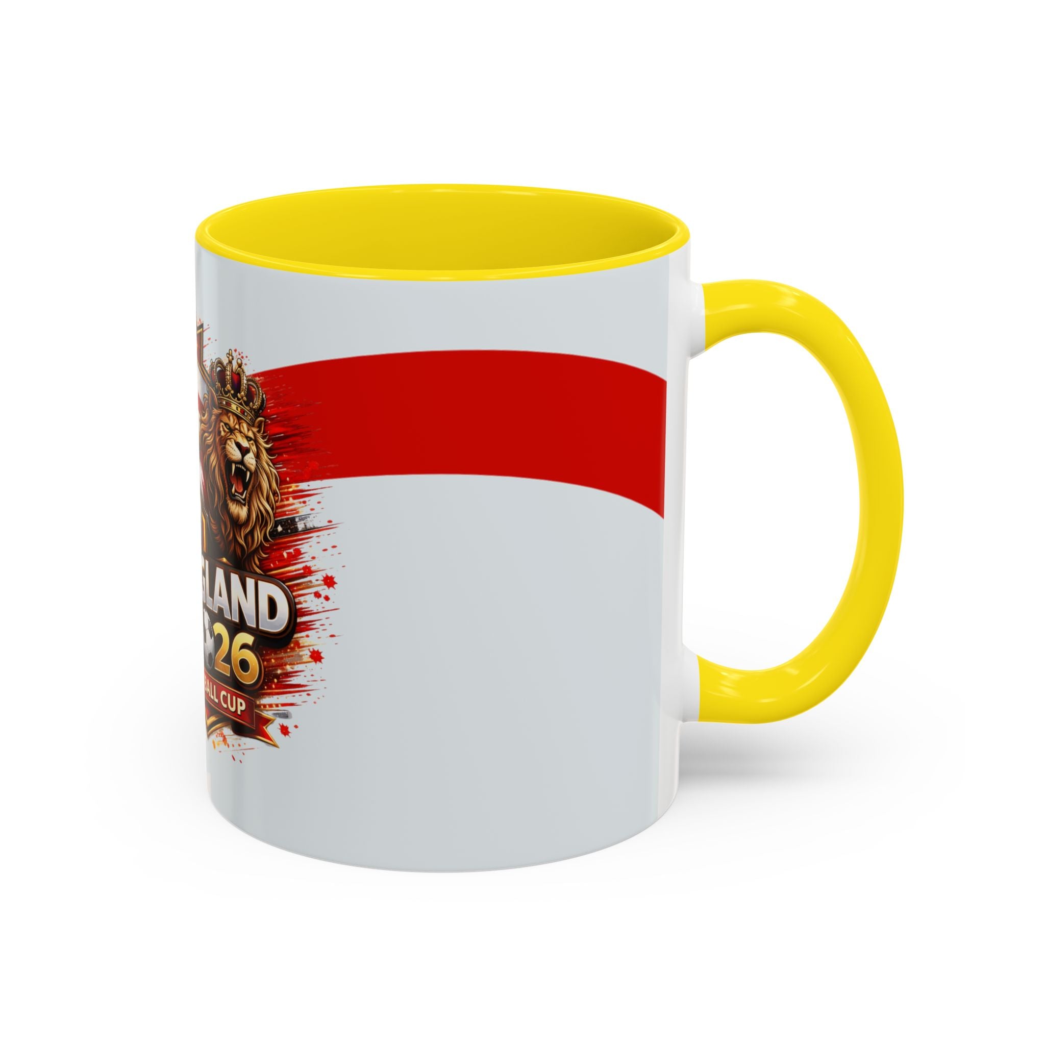 England 2026 Football Cup Accent Mug — Lion & St. George Soccer Coffee Cup (11/15oz)