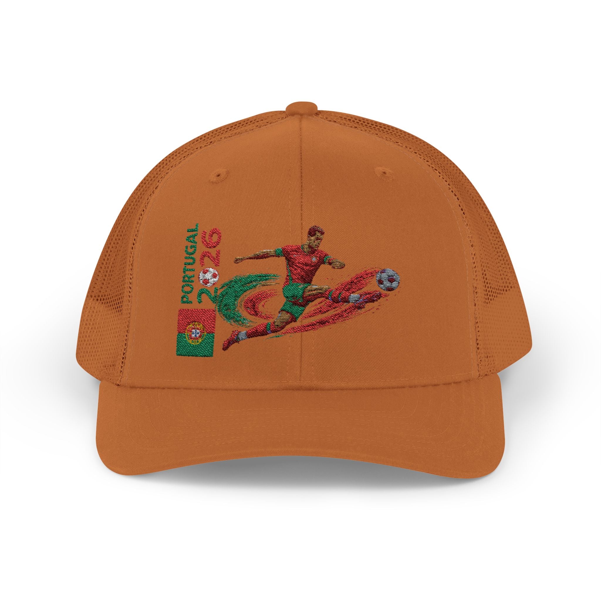 Portugal 2026 Soccer Snapback Trucker Cap — Embroidered Football Player Design
