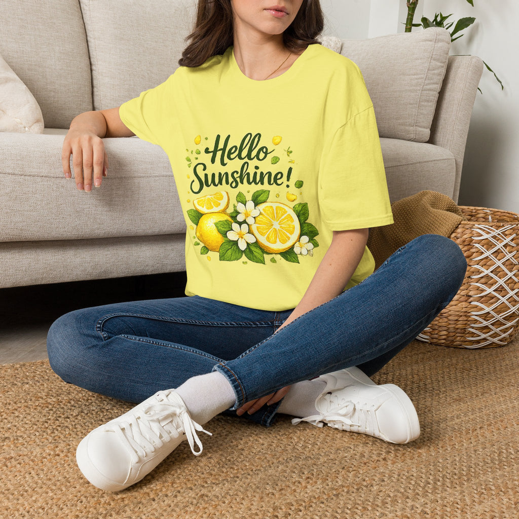 Hello Sunshine Uni Sex T-Shirt — Lemon Floral Summer Tee