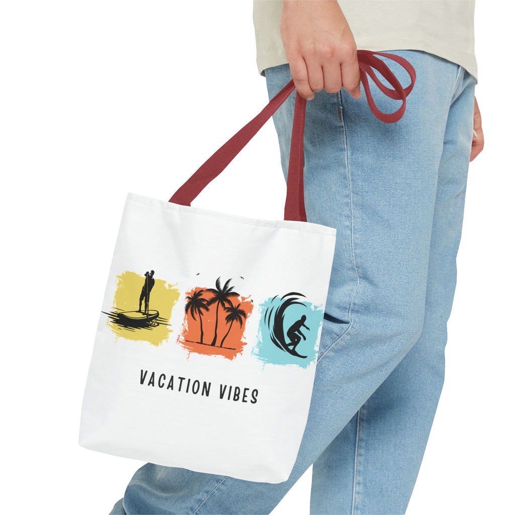 Vacation Vibes Tote Bag — Beach Palm Surf Graphic Tote