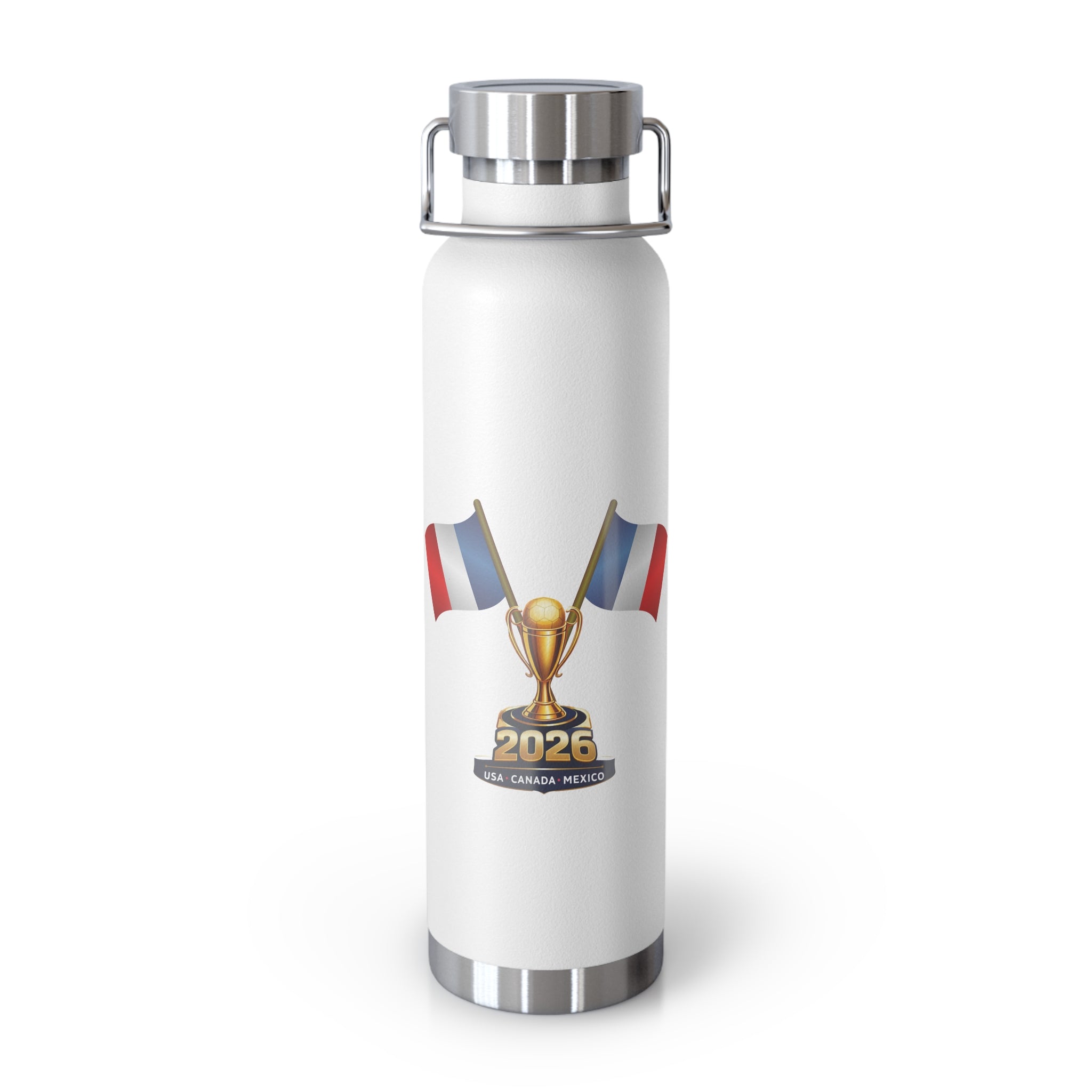 france 2026 Cup Trophy Stainless Steel Water Bottle – Insulated 22oz (France Flag Design)