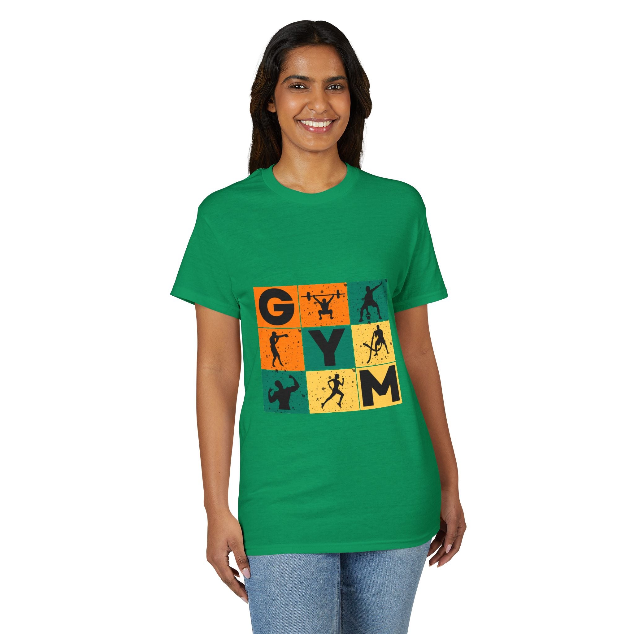 Gym Blocks Graphic T-Shirt — Retro Fitness Silhouette Tee