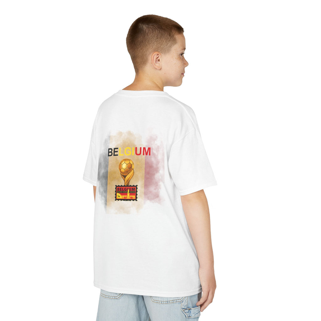 Belgium Kids T‑Shirt – Vintage Flag & Trophy Soccer Tee