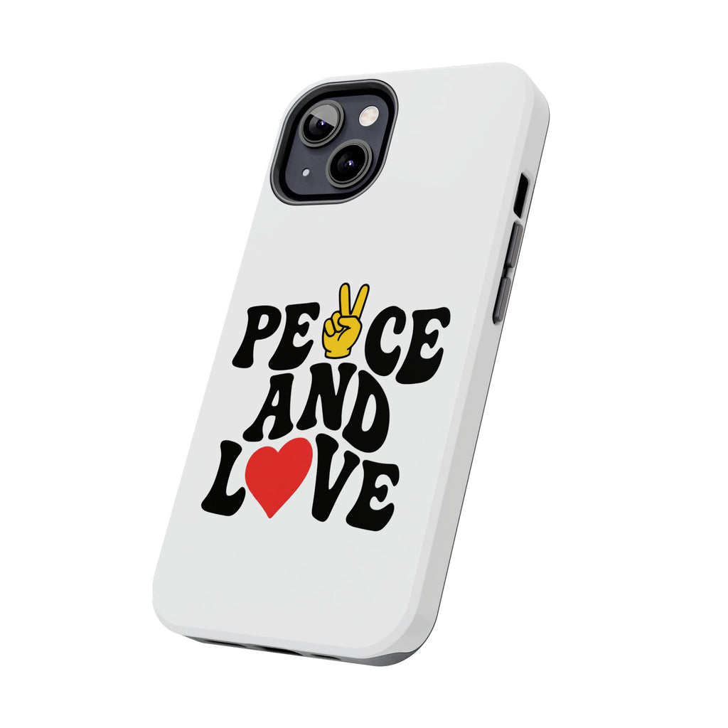 Peace and Love Tough Phone Case — Retro Peace Sign & Heart Protective Cover