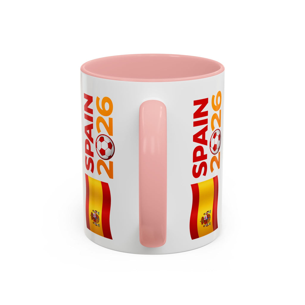 Spain 2026 Soccer Trophy Accent Coffee Mug — Spain Flag Football Fan Gift (11/15oz)