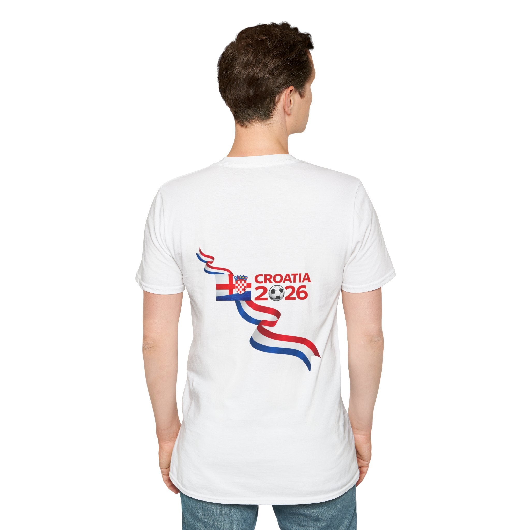Croatia 2026 Flag T-Shirt — Croatian Crest & Ribbon Soccer Fan Tee