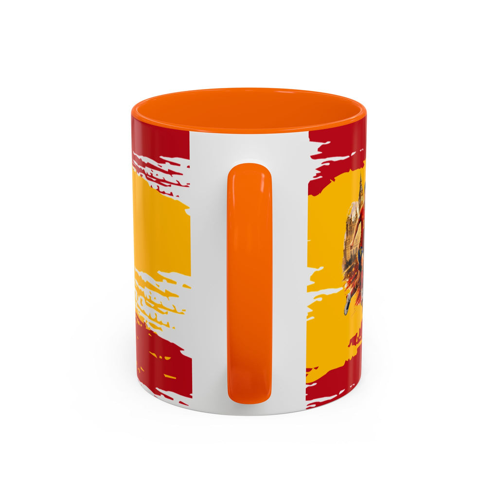 Spanish Flag Accent Coffee Mug – Bold Red & Gold Brushstroke Ceramic Mug