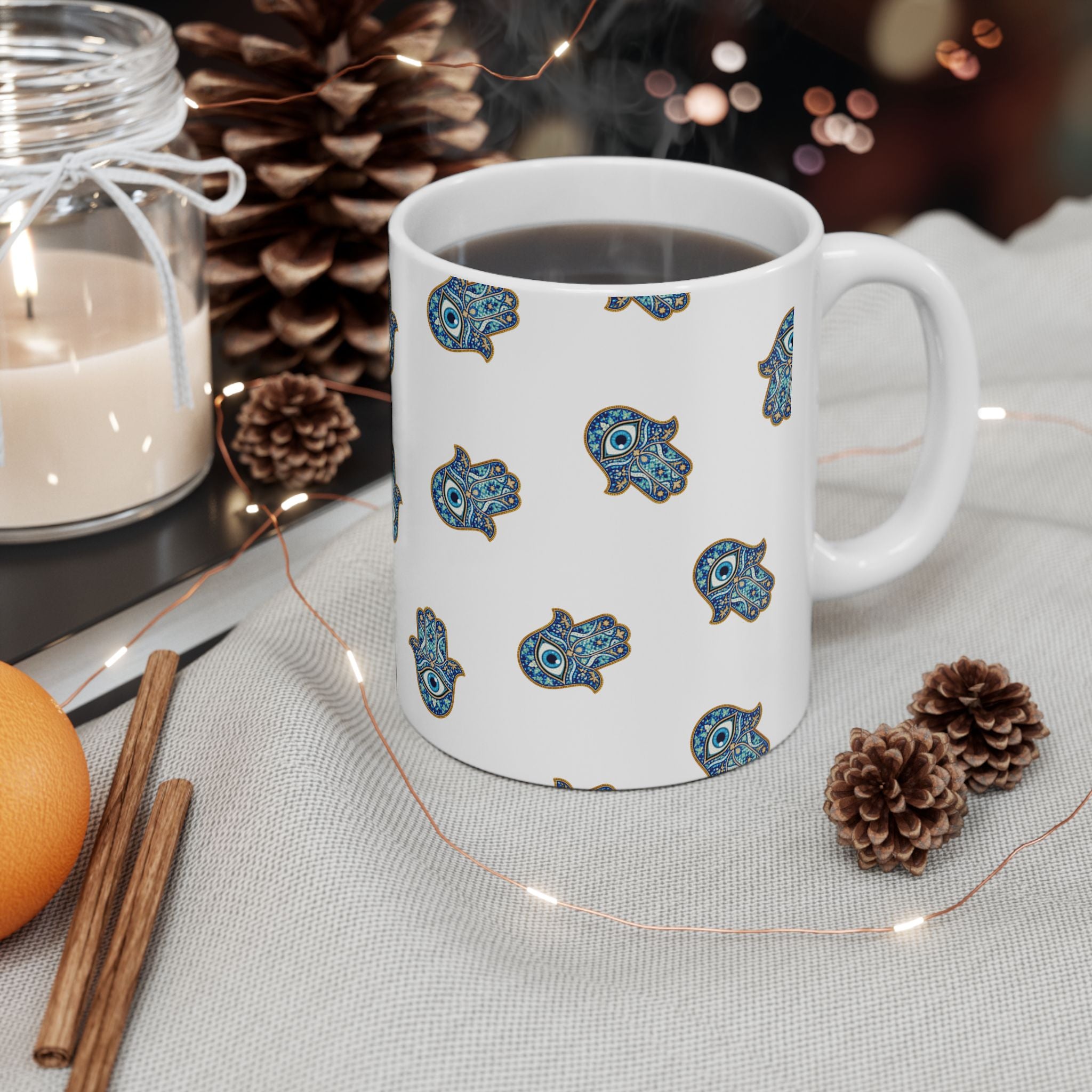 Hamsa Pattern Ceramic Mug