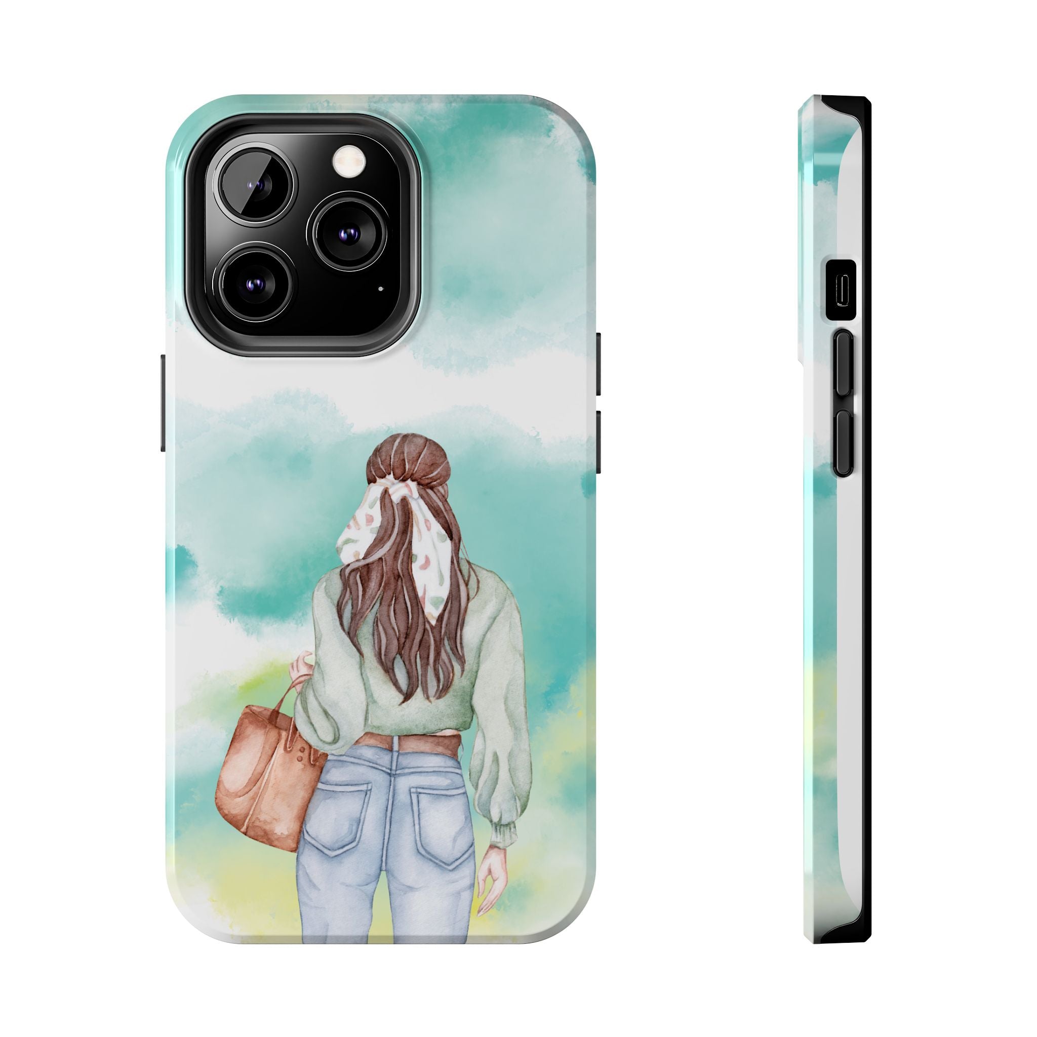 Watercolor Girl Tough Phone Case — Trendy Pastel Back-to-School Protective Cover