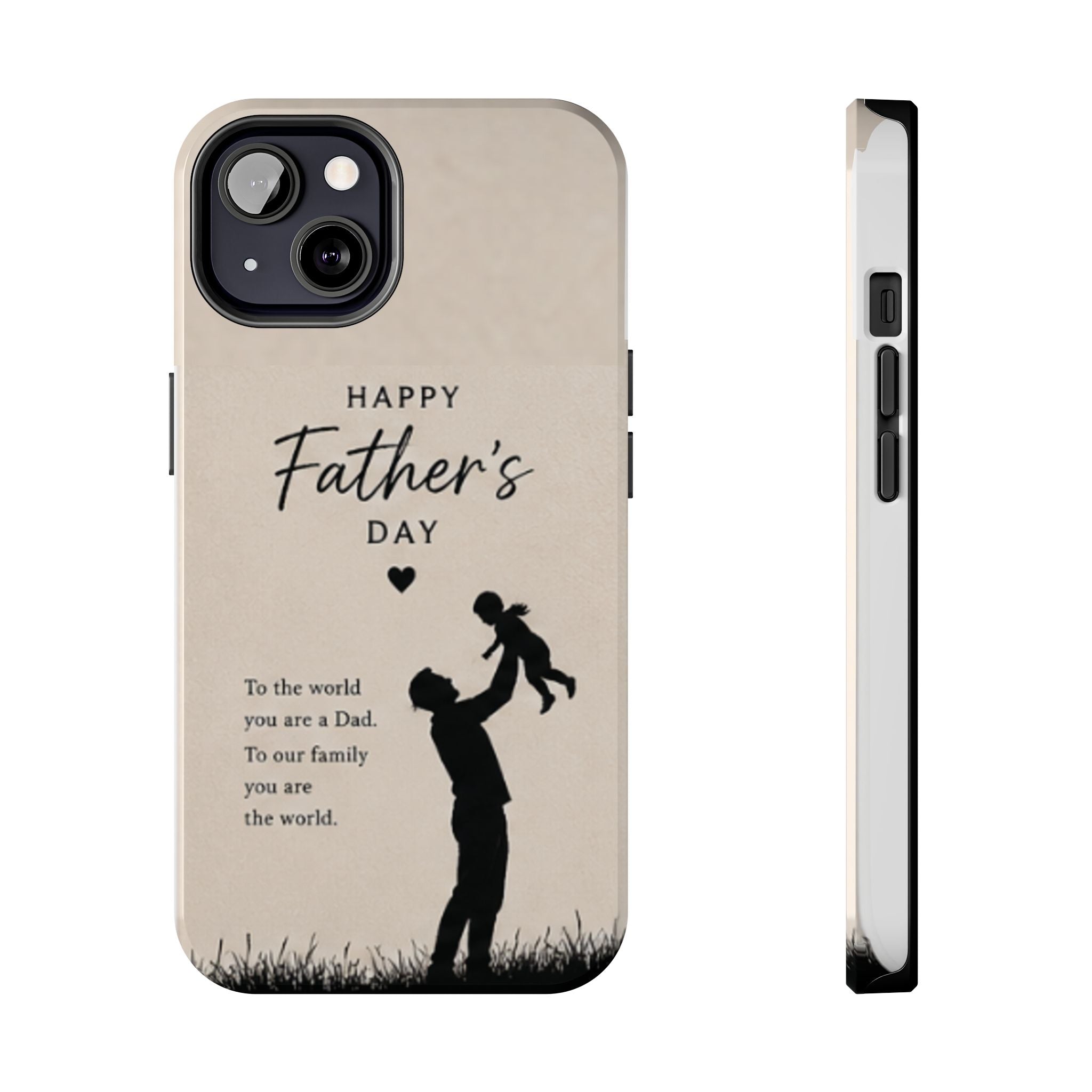 Father's Day Tough Phone Case — "Happy Father's Day" Silhouette Dad & Child Protective Cover