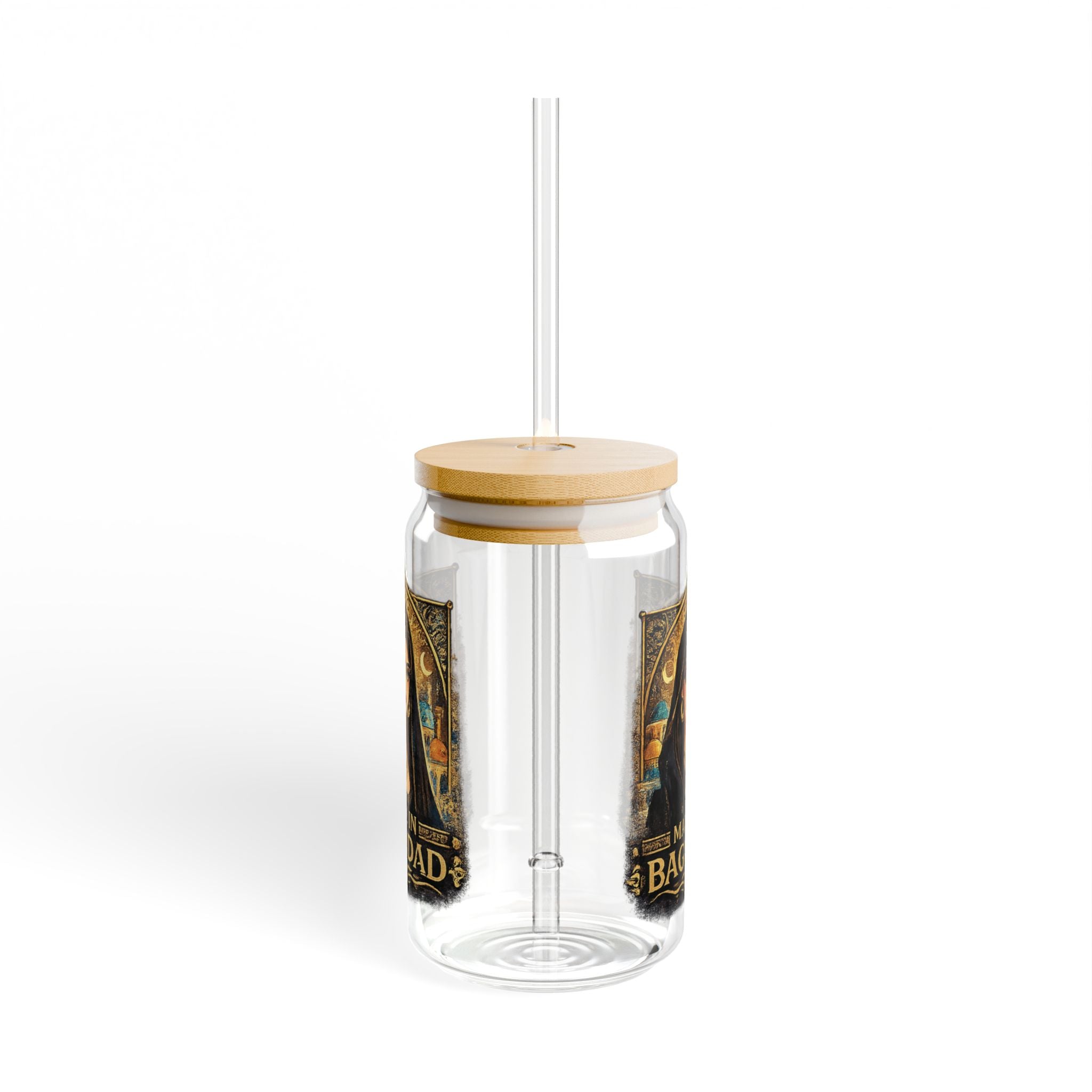 Made in Baghdad Sipper Glass - 16oz Glass Jar with Straw