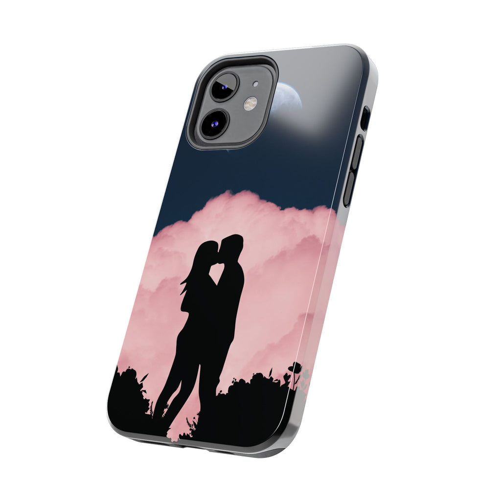 Tough Phone Case — Romantic Couple Silhouette with Moon & Pink Cloud