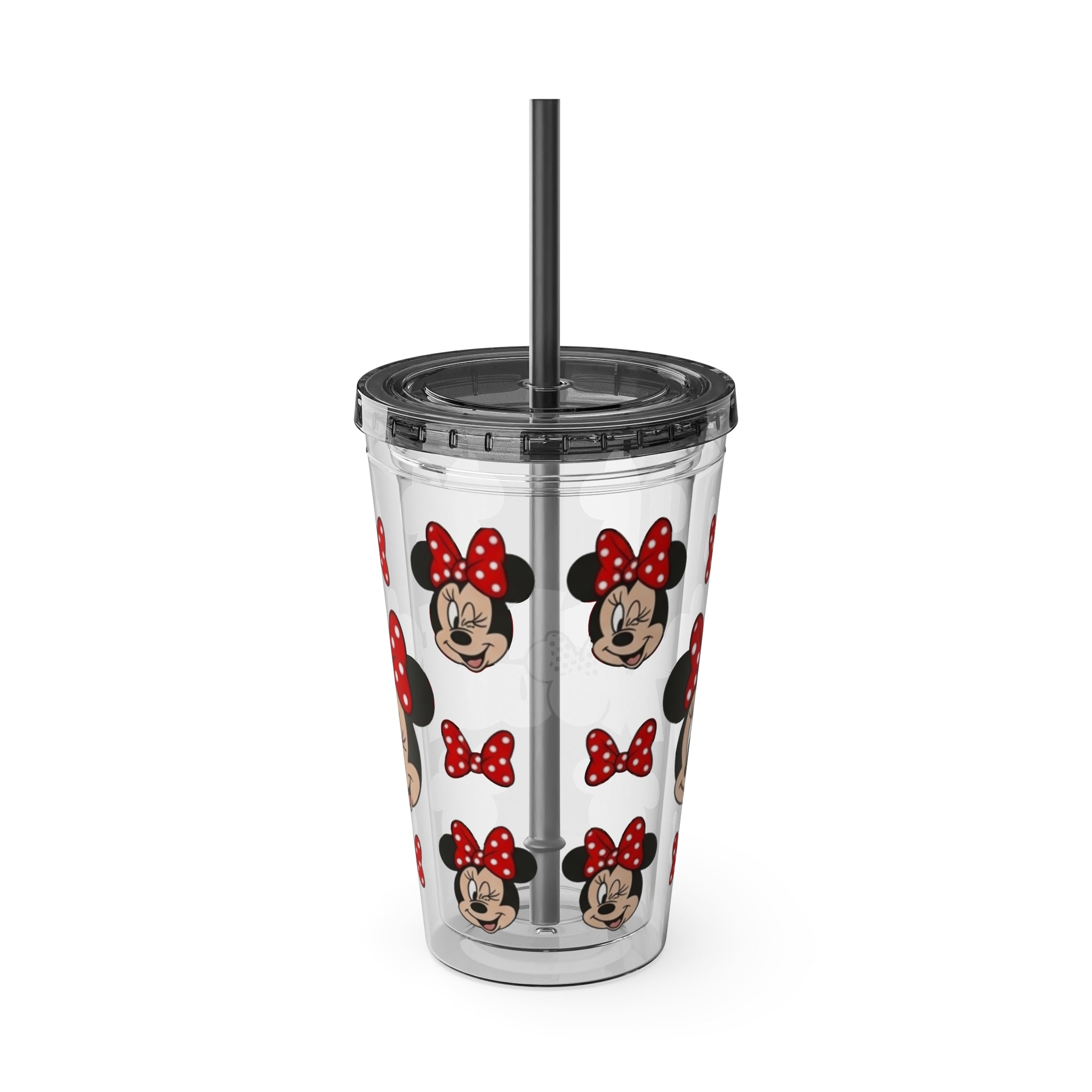 16oz Character Straw Tumbler – Red Polka Dot Bow Design