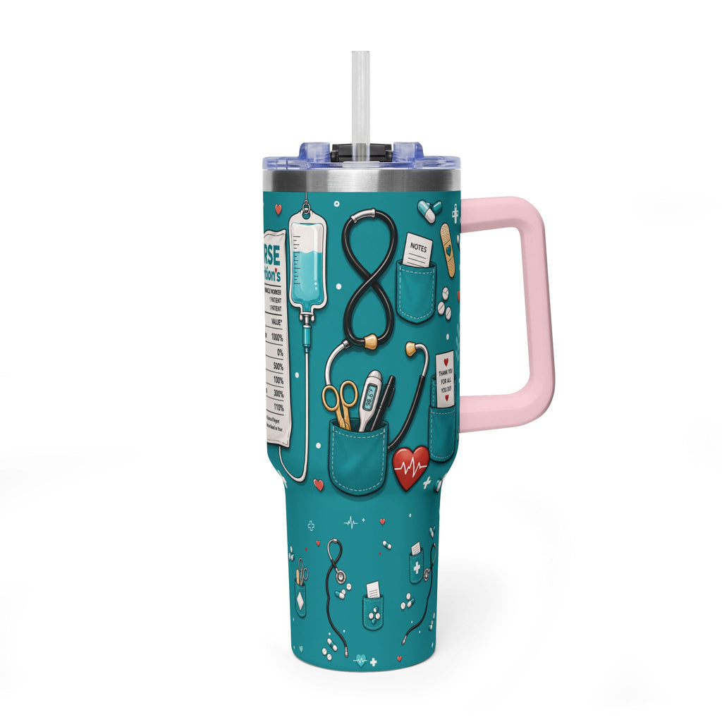 Nurse Nutrition 40oz Vacuum Tumbler – Medical Tools Pattern Insulated Travel Mug