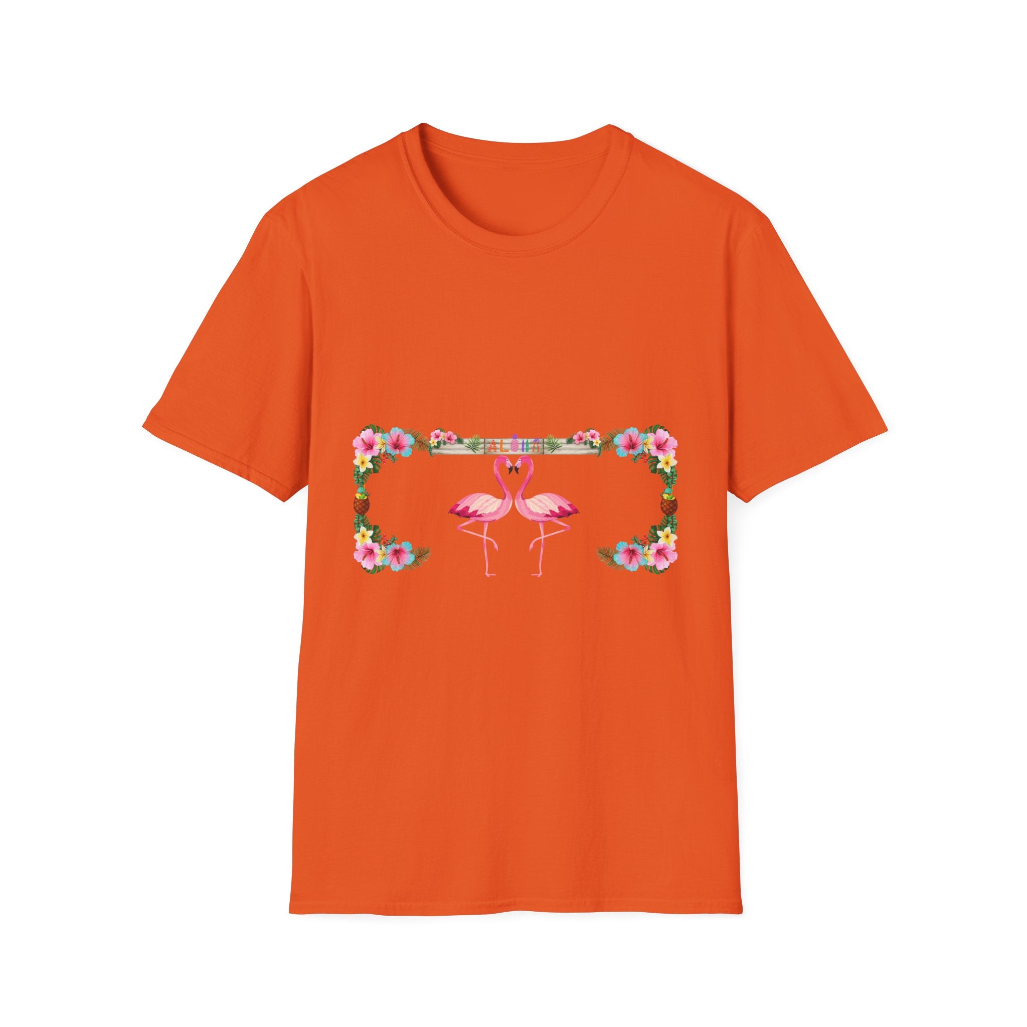 Flamingo Heart T-Shirt – Floral Romantic Couple Design