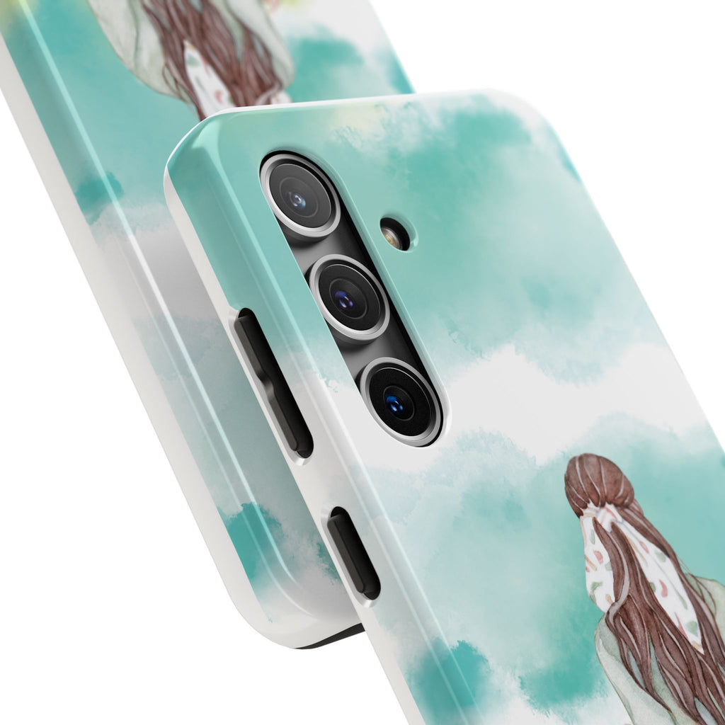 Watercolor Girl Tough Phone Case — Trendy Pastel Back-to-School Protective Cover