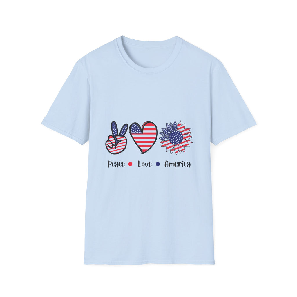 Peace Love America T-Shirt — Patriotic Fourth of July Tee