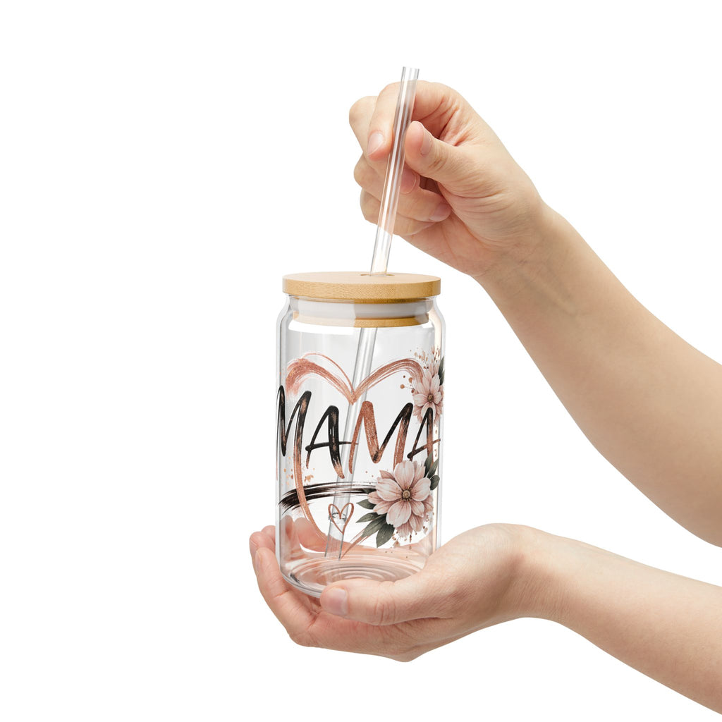 Mama Floral Sipper Glass 16oz – Mother’s Day Drink Tumbler
