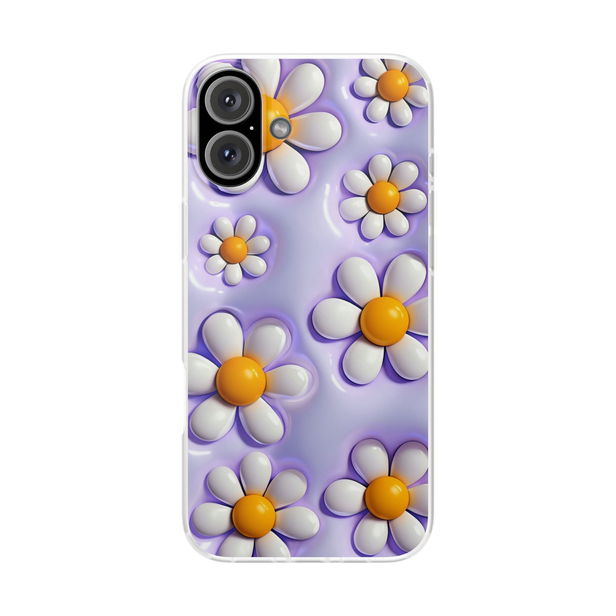 Purple 3D Daisy Phone Case – Cute Floral iPhone Flexi Case