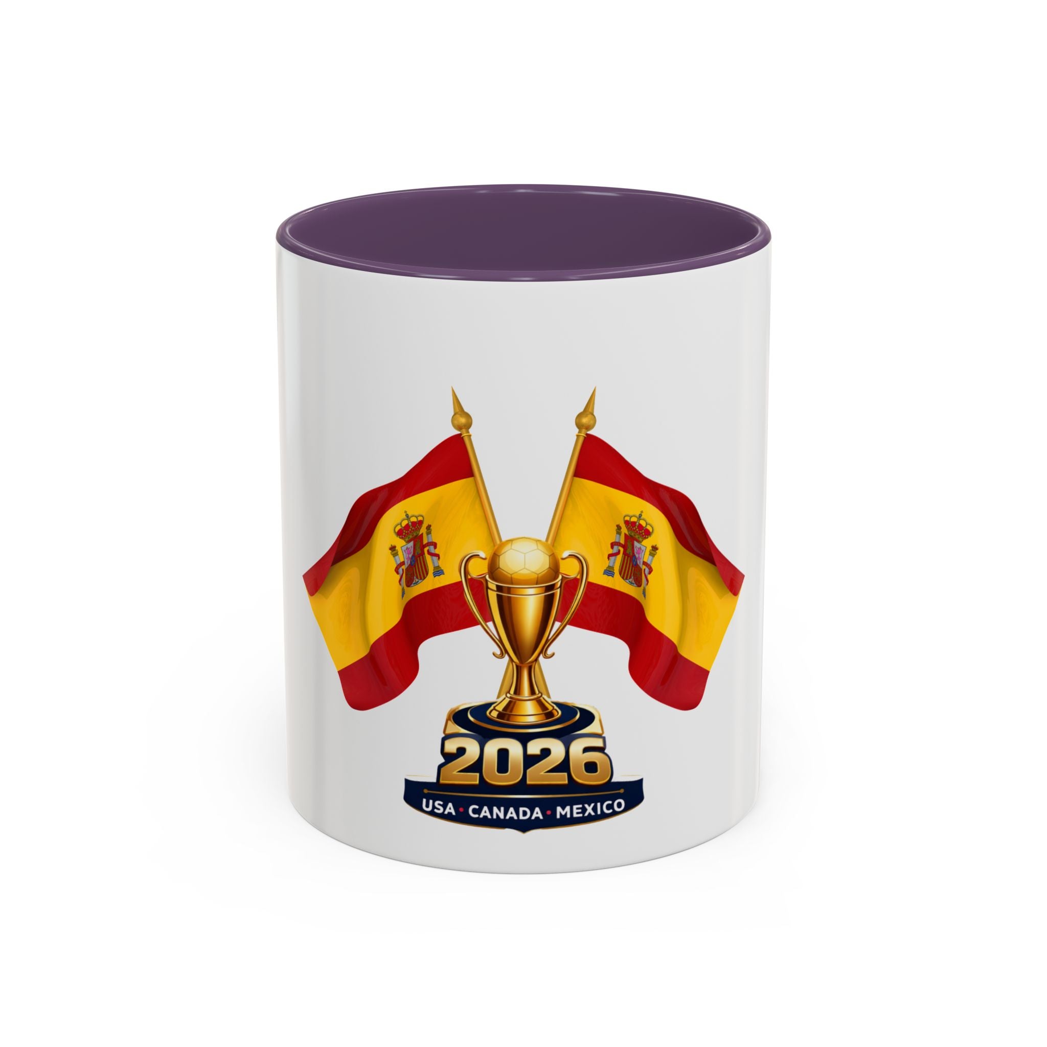 Spain 2026 Soccer Trophy Accent Coffee Mug — Spain Flag Football Fan Gift (11/15oz)