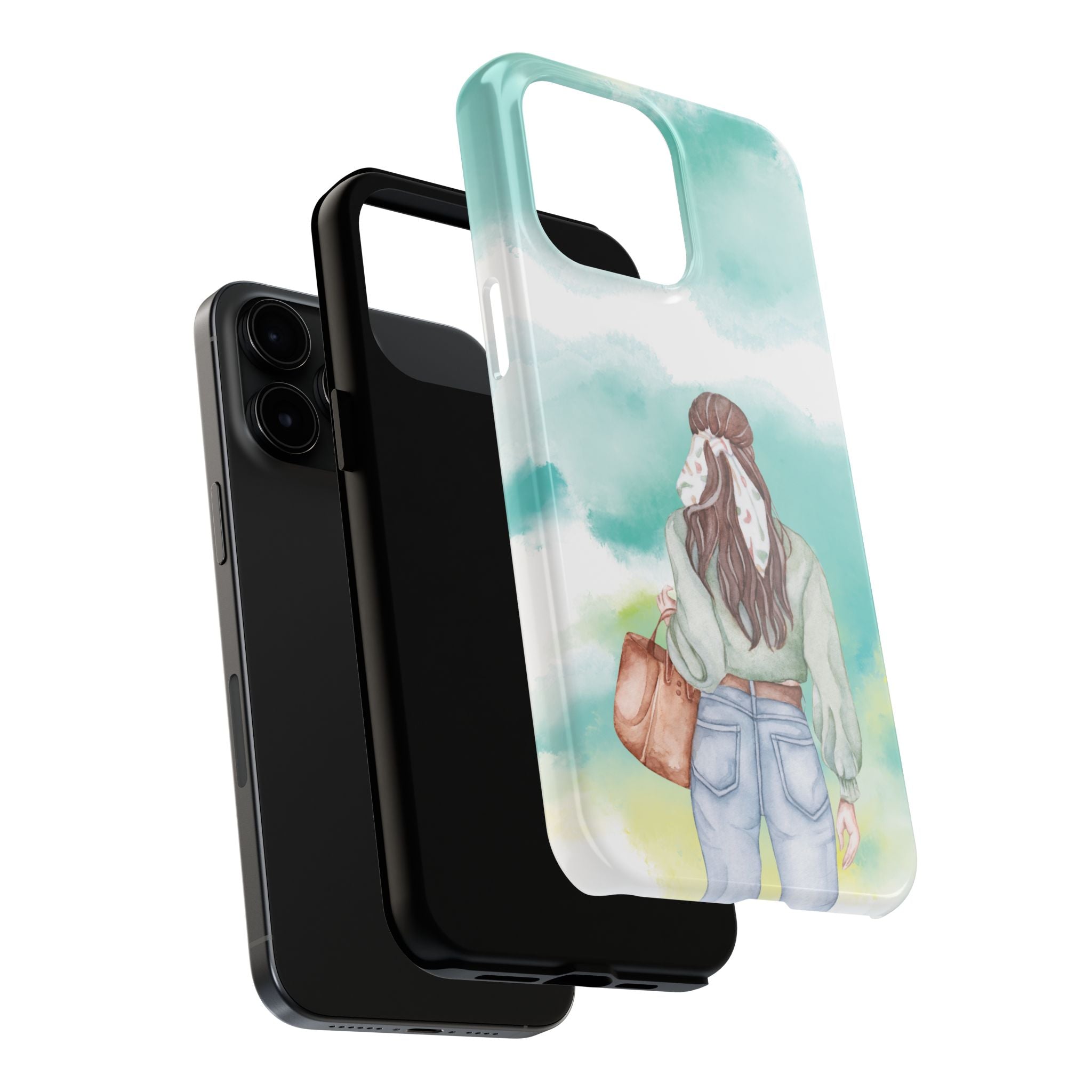 Watercolor Girl Tough Phone Case — Trendy Pastel Back-to-School Protective Cover