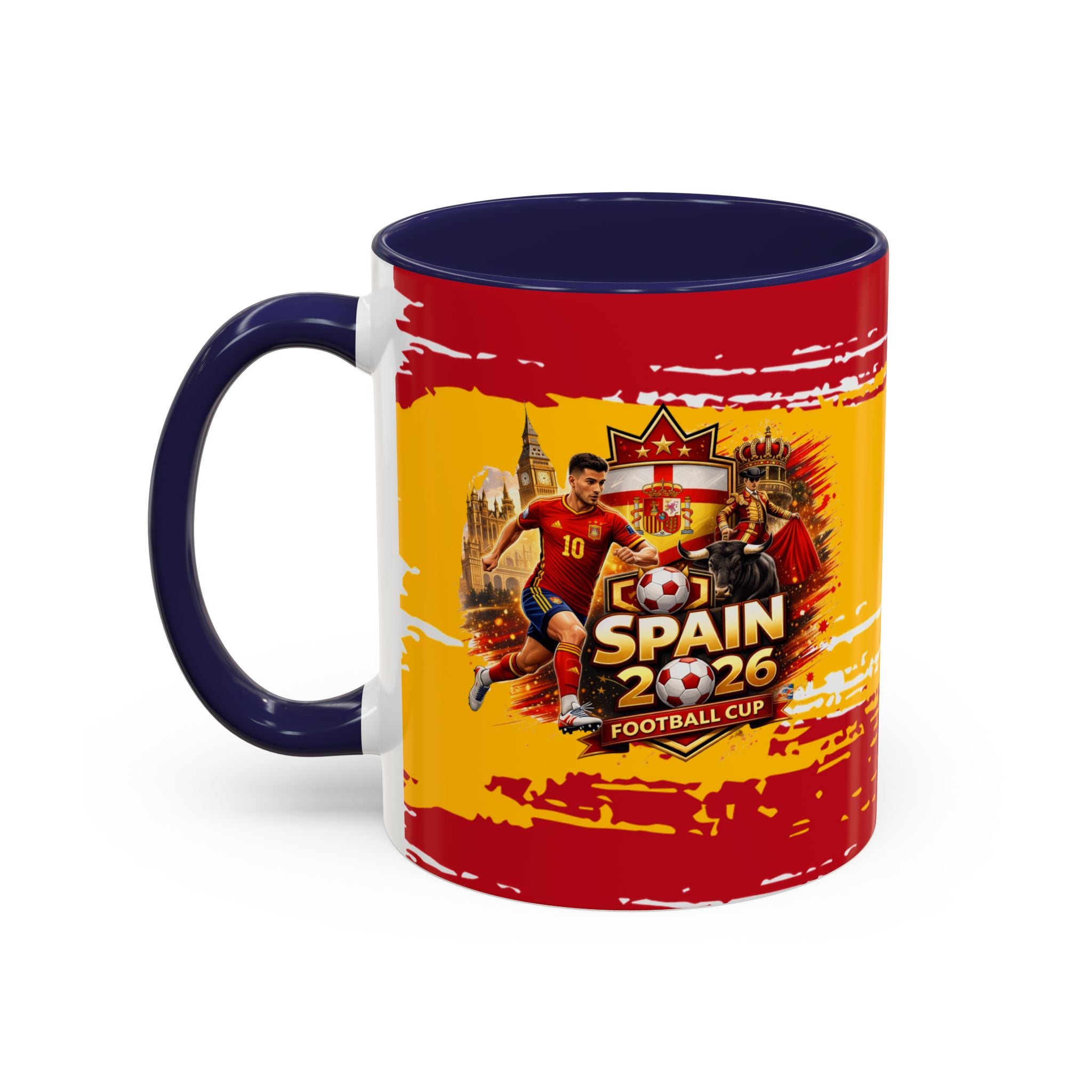 Spanish Flag Accent Coffee Mug – Bold Red & Gold Brushstroke Ceramic Mug