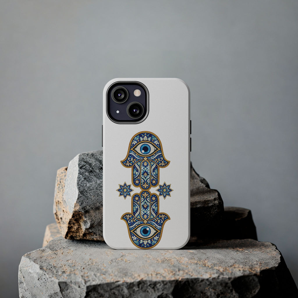Hamsa Eye Tough Phone Case — Blue Mosaic Protective Phone Cover