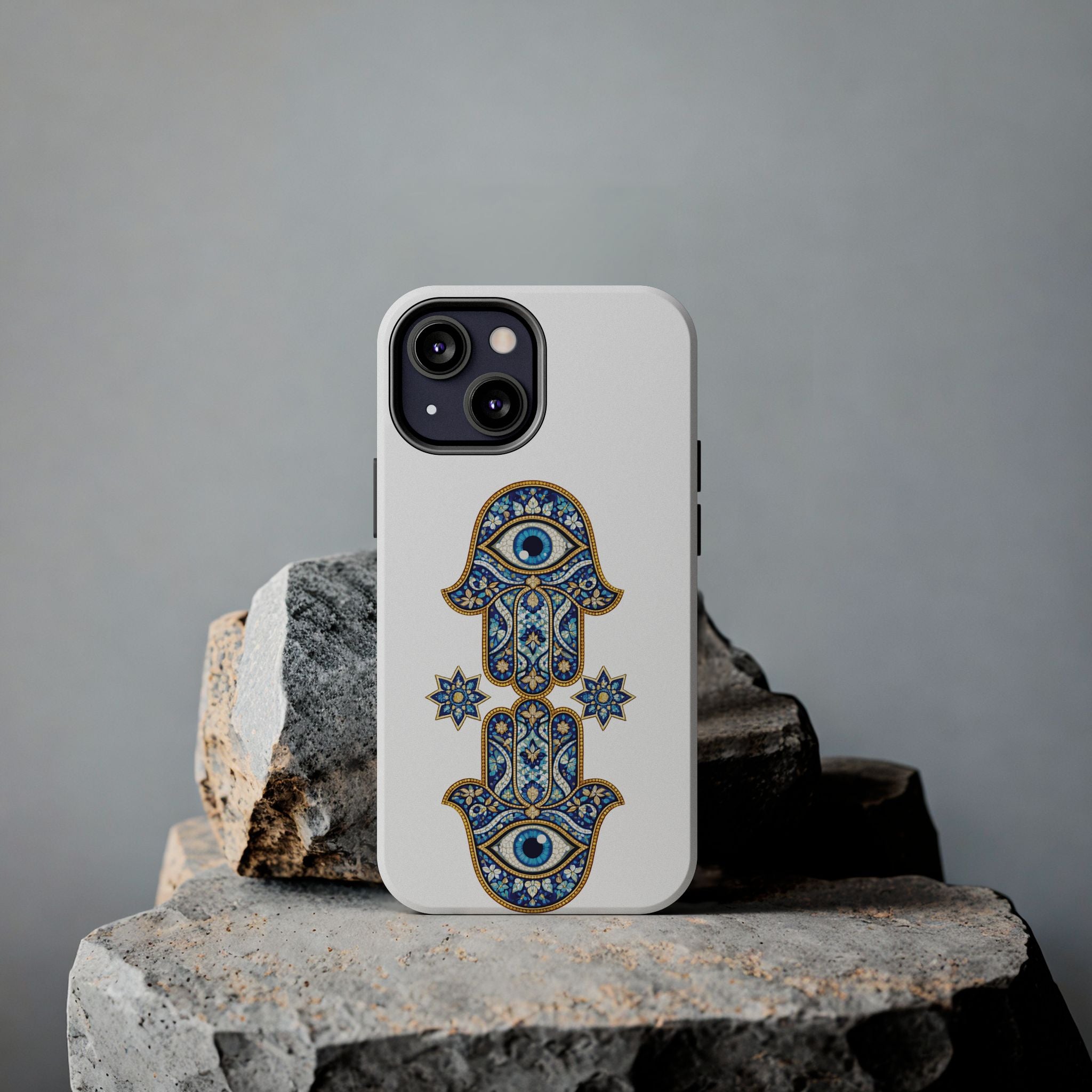 Hamsa Eye Tough Phone Case — Blue Mosaic Protective Phone Cover