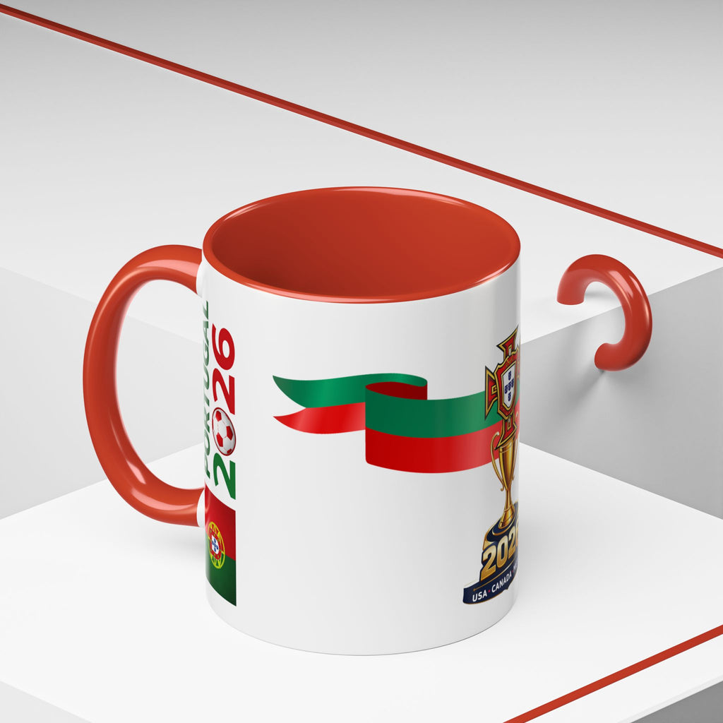 Portugal 2026 Soccer Cup Accent Coffee Mug – Portugal 2026 Trophy Design