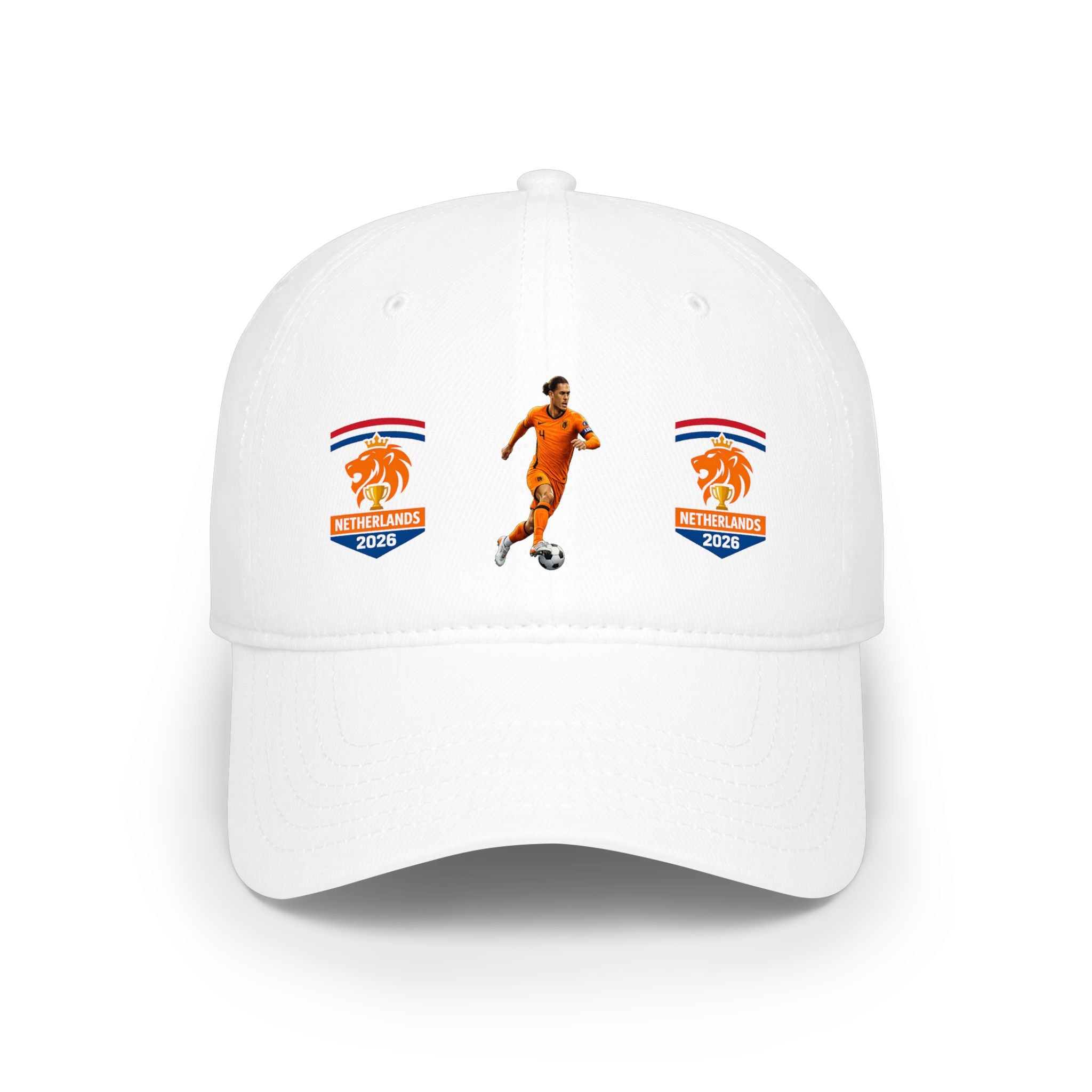 Netherlands Soccer Fan Low Profile Baseball Cap — Orange Lion Football Design