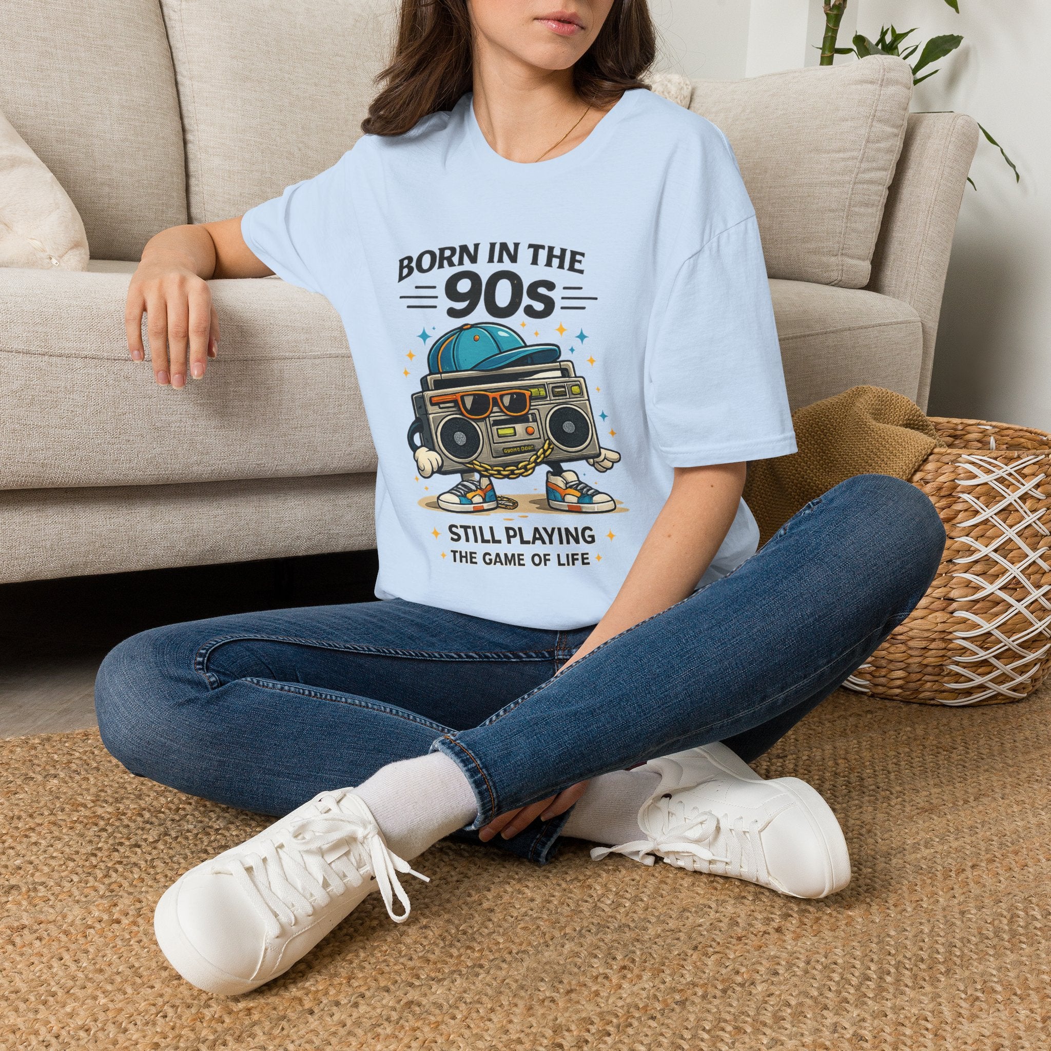 Born in the 90s T‑Shirt — Retro Boombox & Cap Vintage 90s Graphic Tee