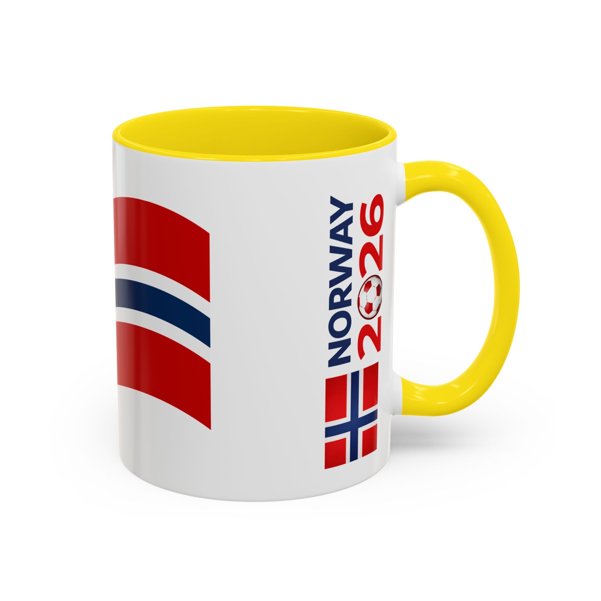 Norway Flag Accent Coffee Mug – Norway 2026 Soccer Fan Ceramic Mug (11/15oz)