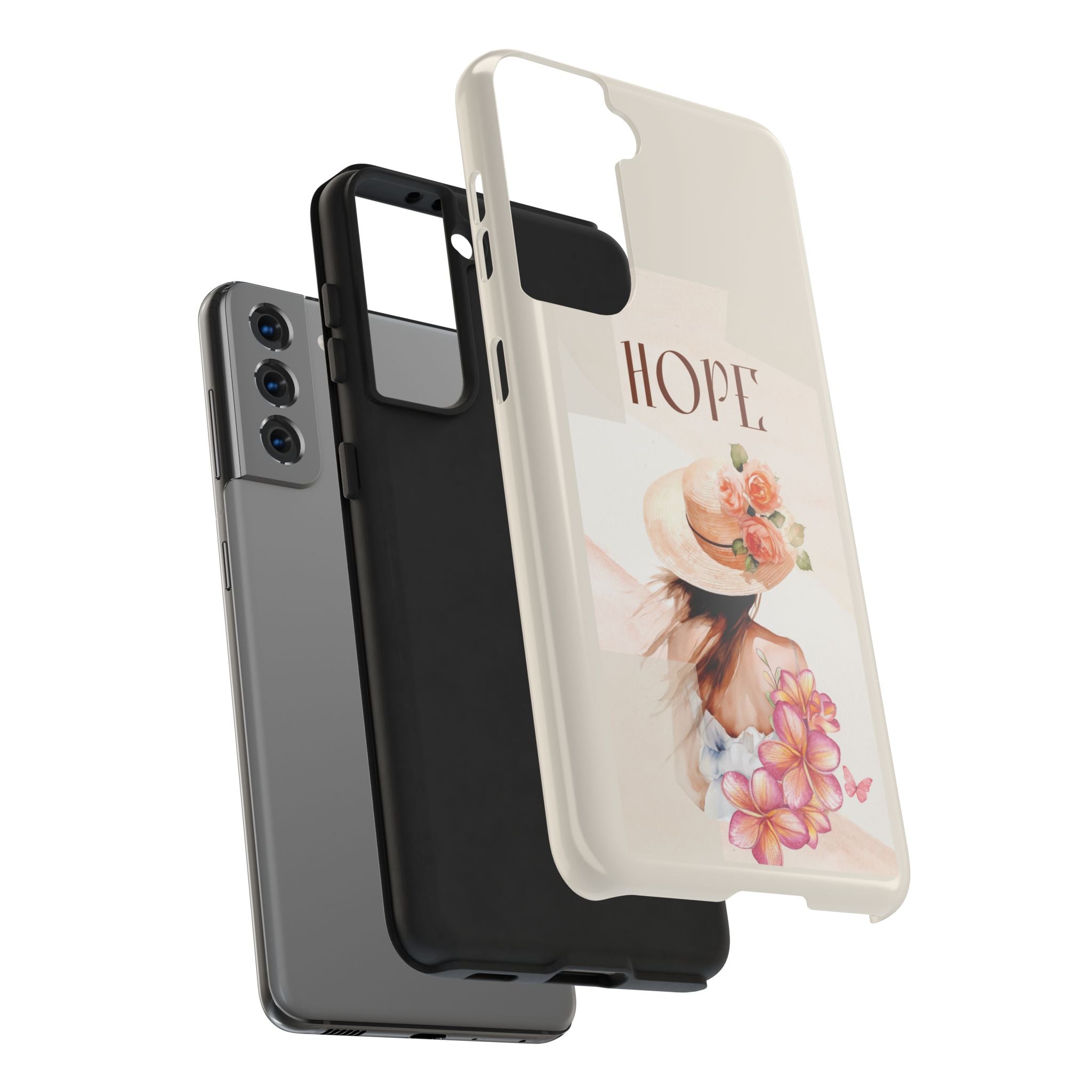 Hope Floral Tough Phone Case — Protective iPhone Case with Watercolor Girl & Flowers