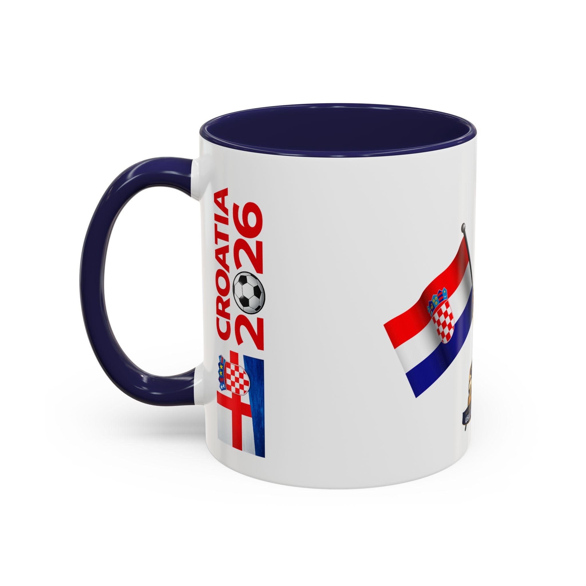 Croatia 2026 Soccer Fan Coffee Mug — Flags & Trophy Cup Design