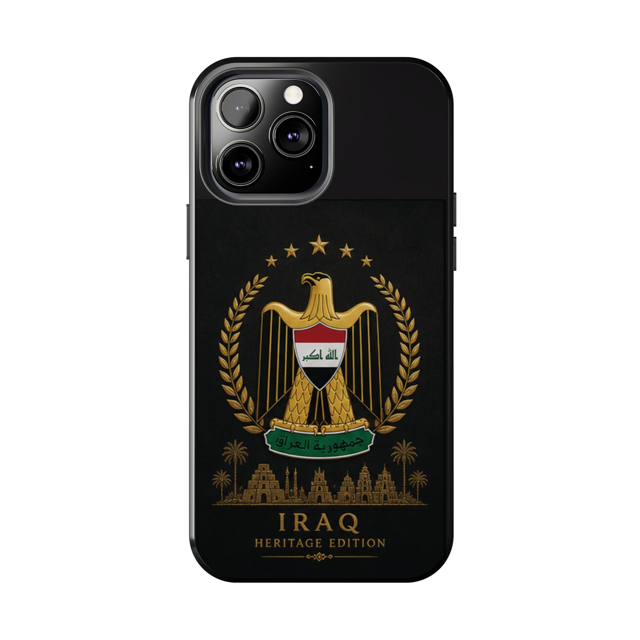Iraq Coat of Arms Tough Phone Case — Arabic ‘Allahu Akbar’ Military Eagle Design