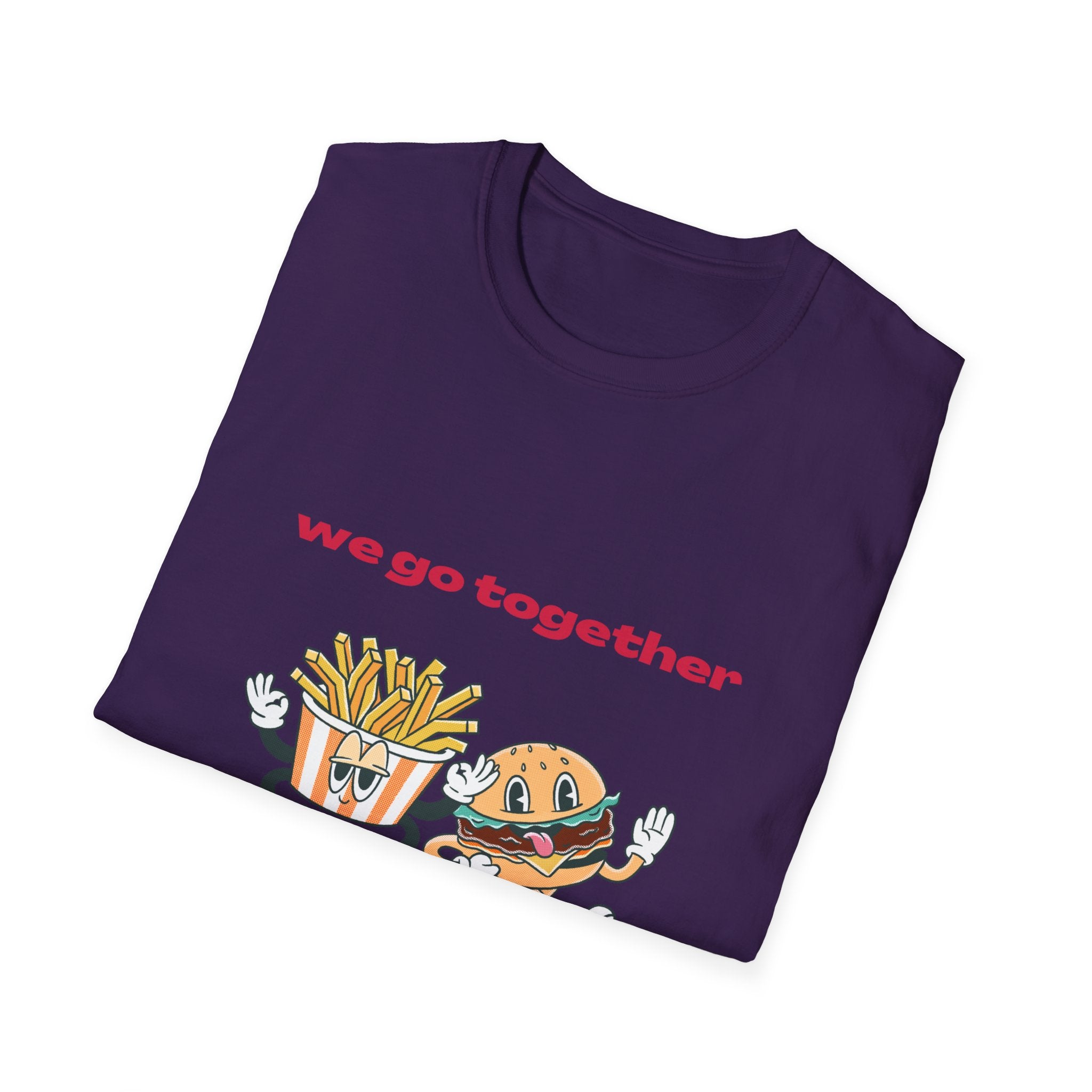 Burger & Fries Graphic T-Shirt — "We Go Together" Cute Matching Tee