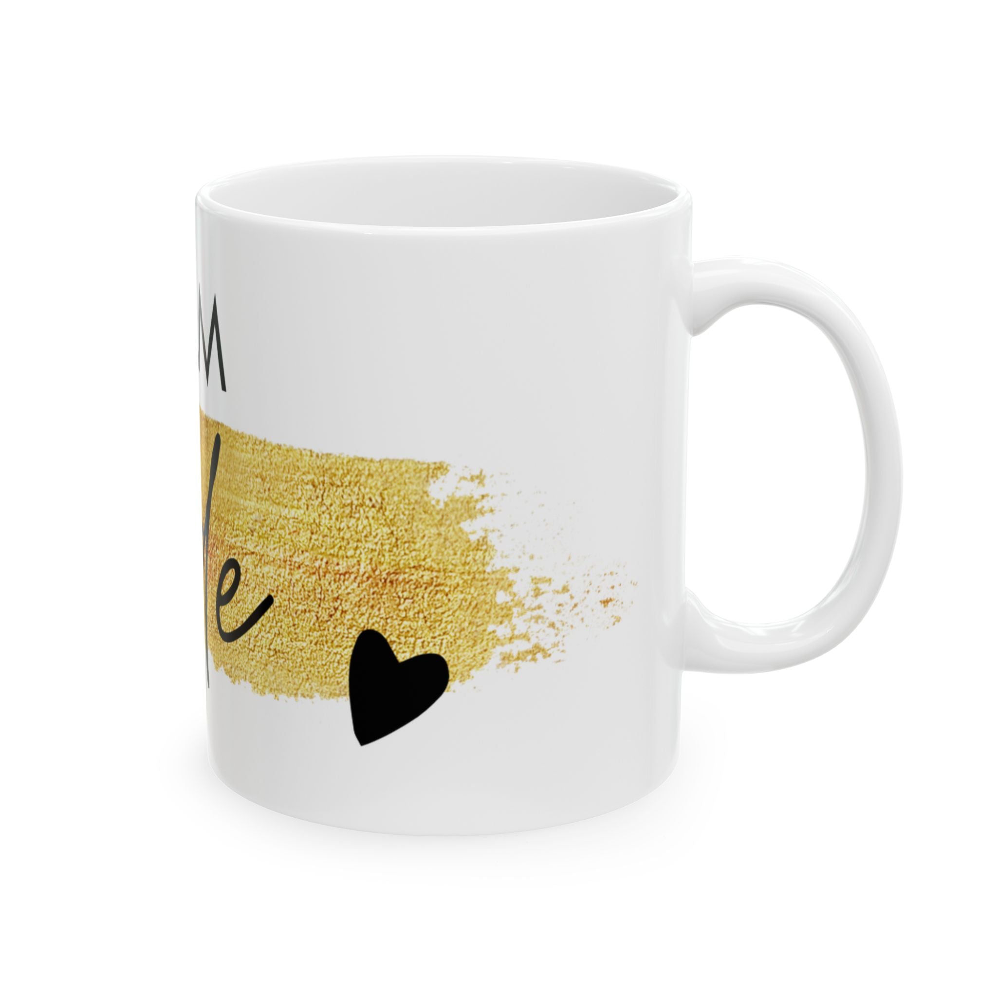 Team Bride Gold Brushstroke Mug — Bachelorette Party Ceramic Coffee Cup (11oz/15oz)
