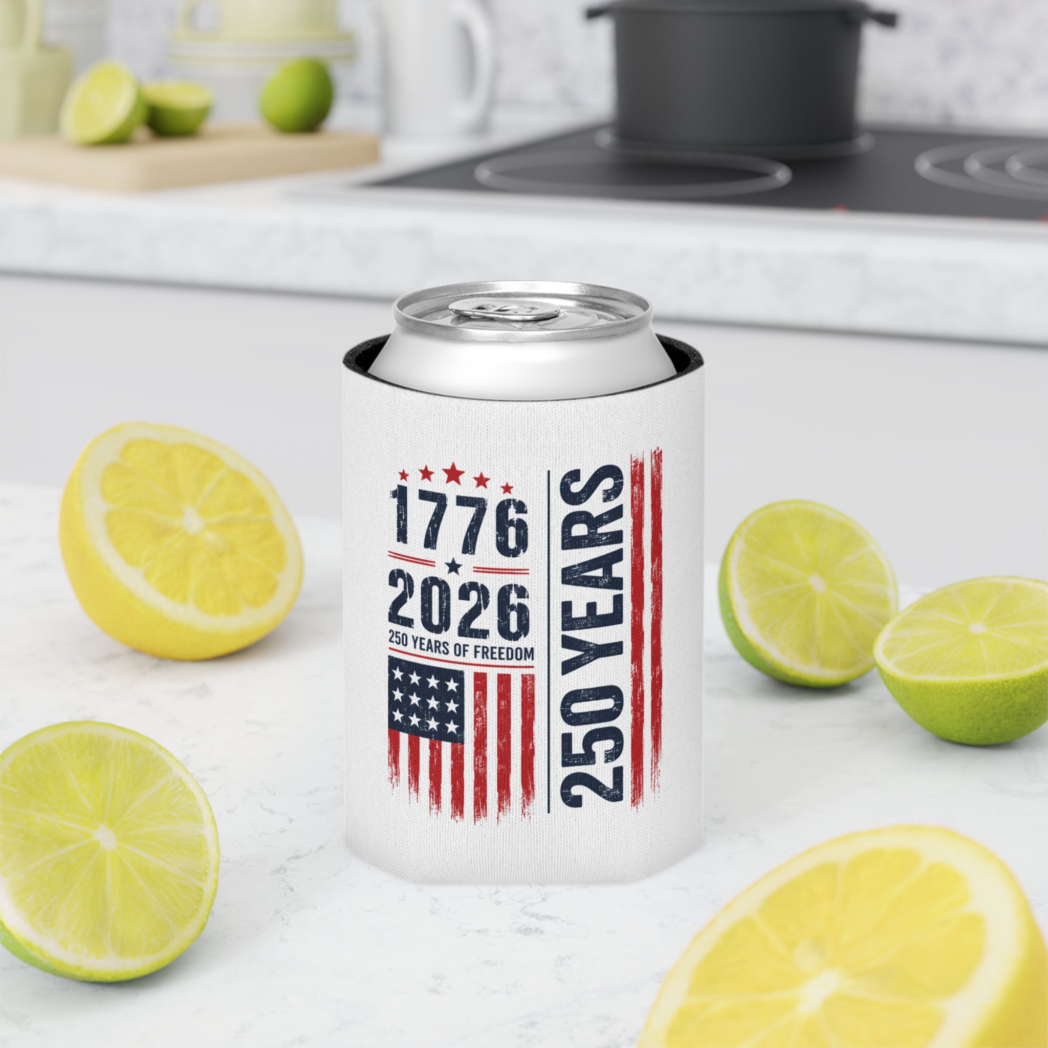 250 Years Patriotic Can Cooler – 1776–2026 USA Flag Anniversary