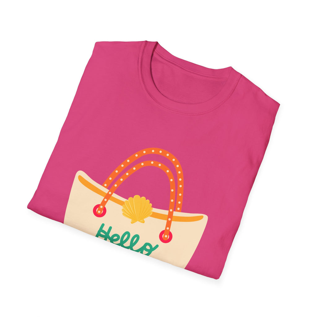 Hello Summer Tote Graphic T-Shirt — "Hello Summer, It’s Vacation Time!"