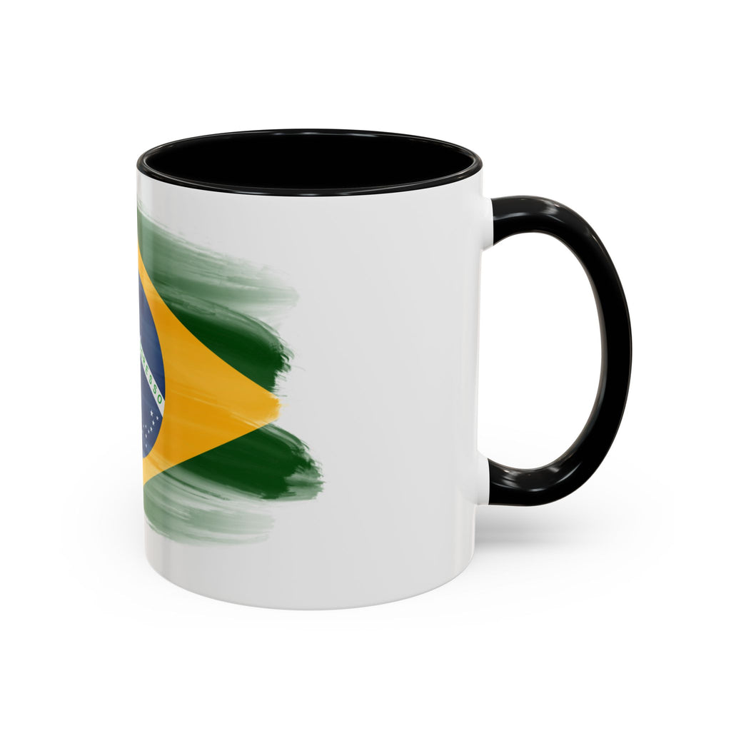Brazil Flag Coffee Mug — Accent Ceramic Tea Cup (11/15 oz)