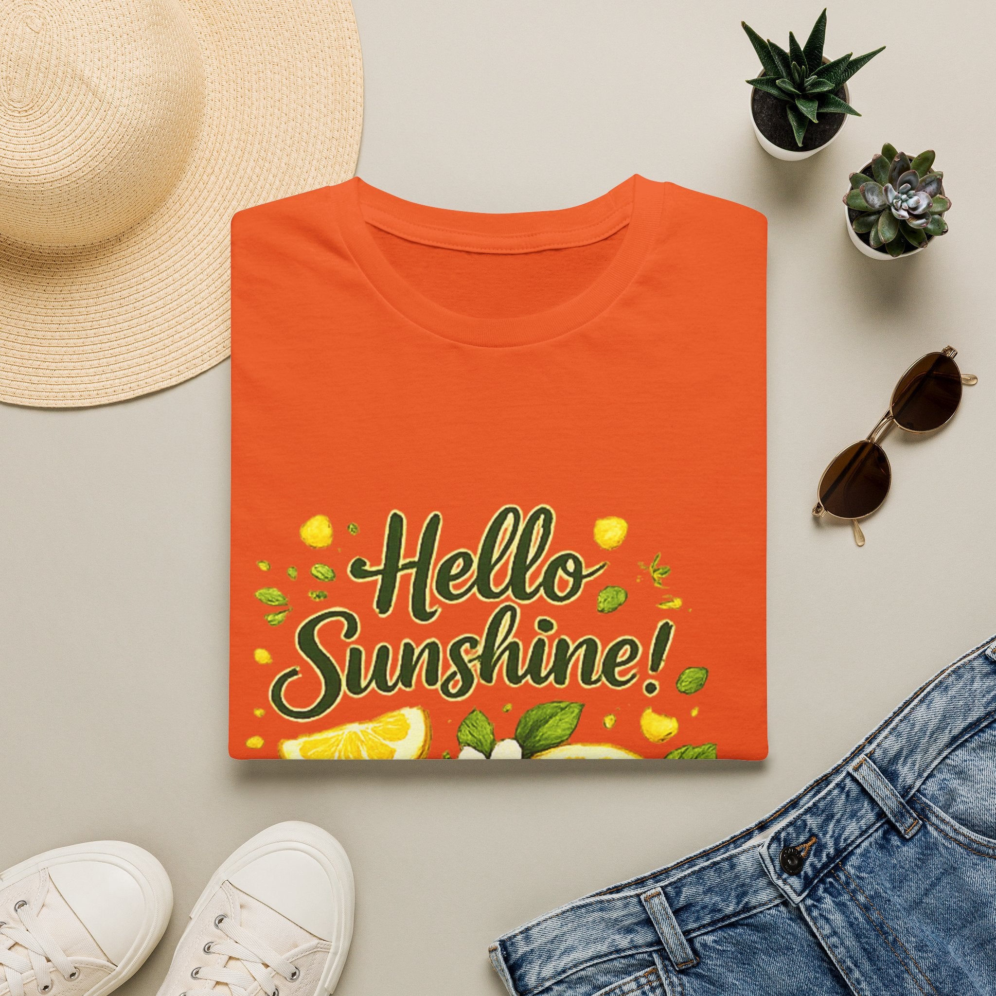 Hello Sunshine Uni Sex T-Shirt — Lemon Floral Summer Tee