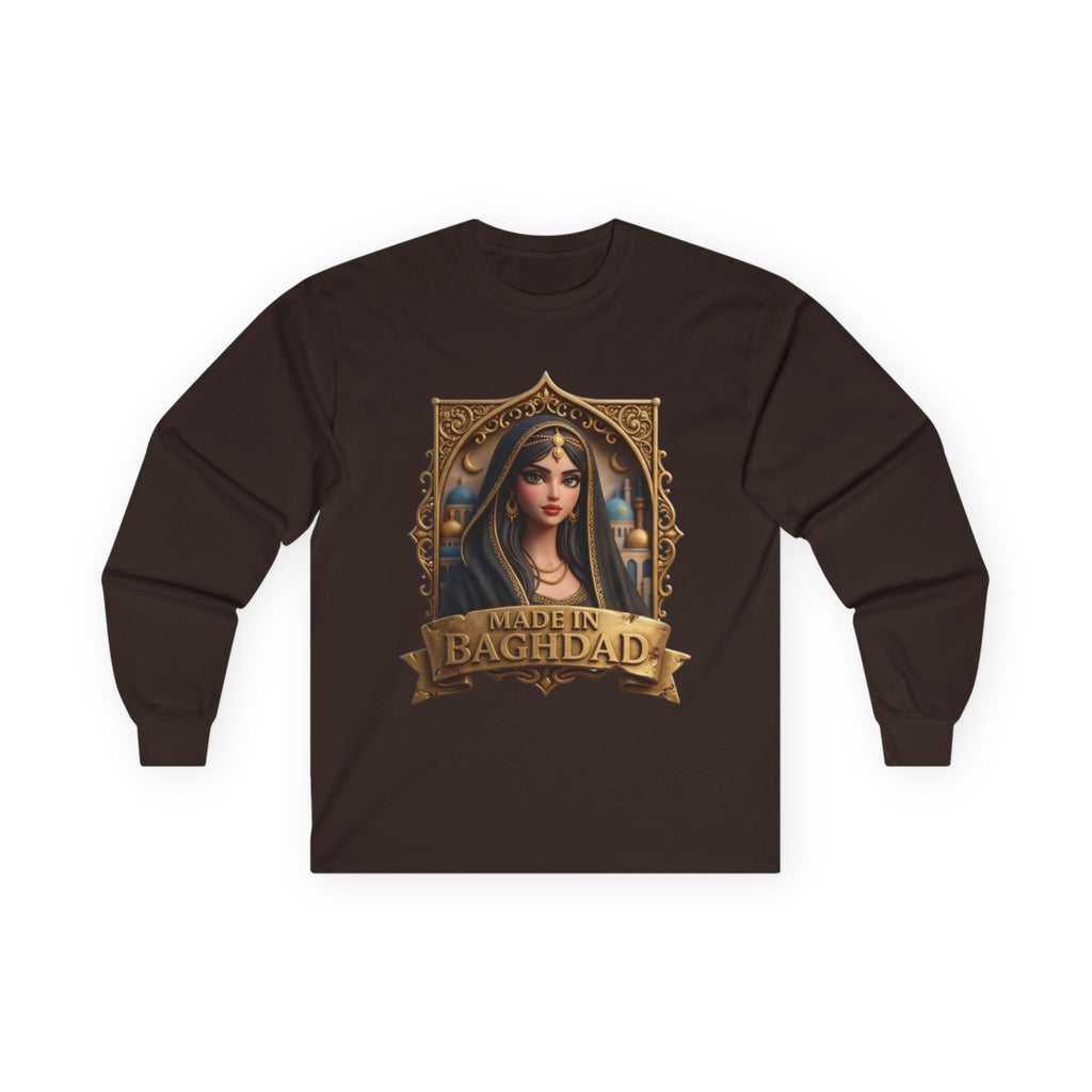 Baghdad Maiden Long Sleeve Tee — Vintage Middle Eastern Portrait Graphic