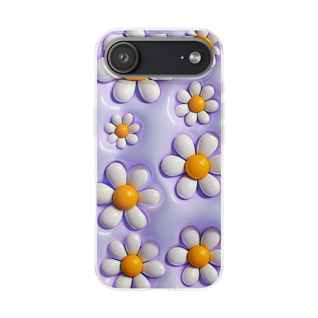 Purple 3D Daisy Phone Case – Cute Floral iPhone Flexi Case
