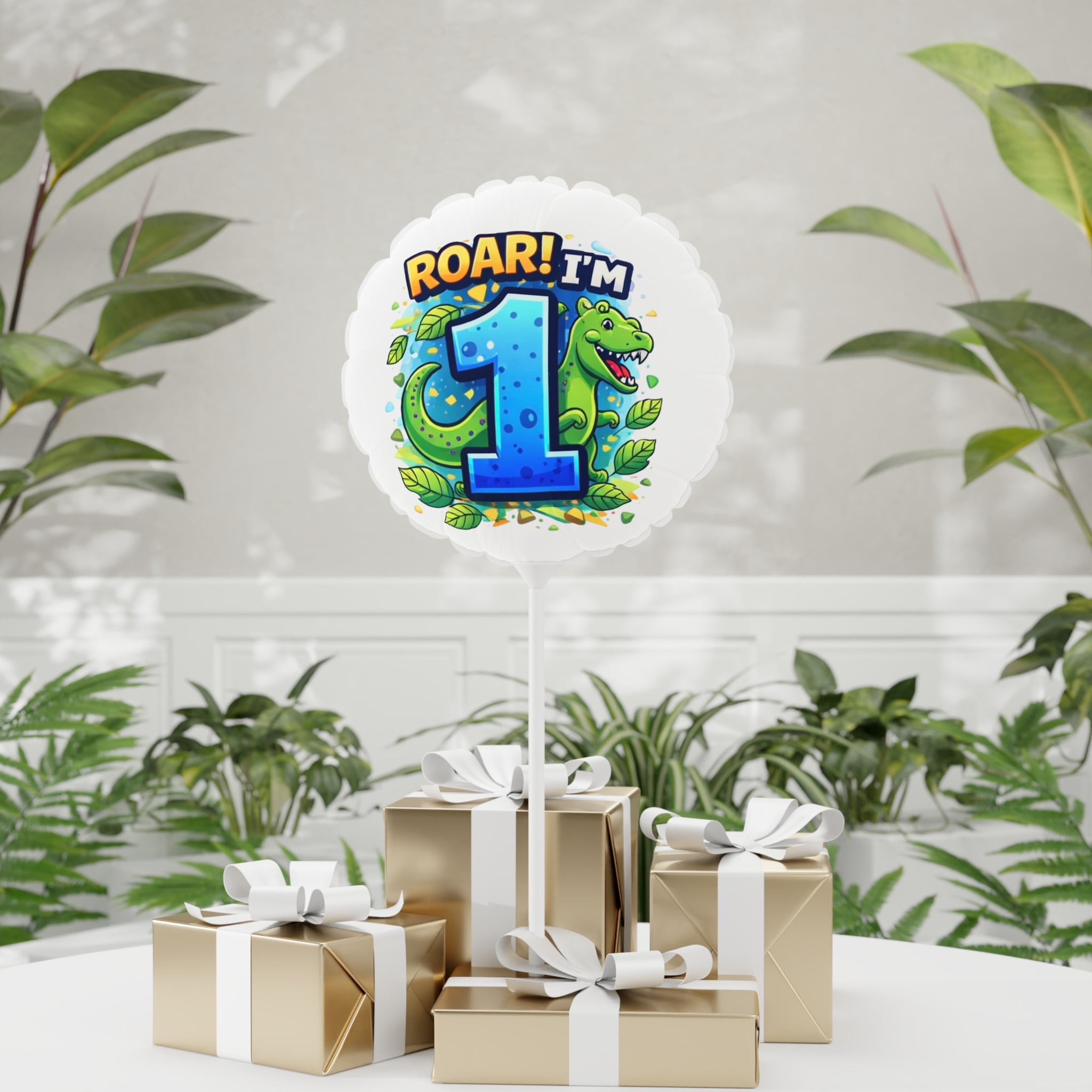 Dinosaur "Roar! I’m 1" 11" Birthday Balloon
