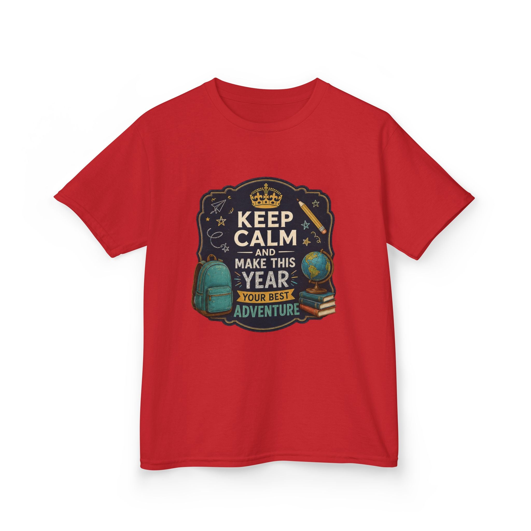 Kids Tee — "Keep Calm and Make This Year Your Best Adventure" Travel Graphic