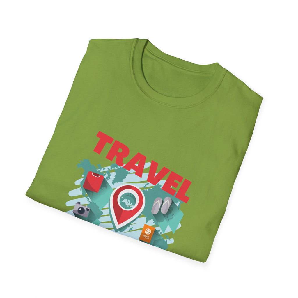 Travel Is My Therapy T-Shirt — Wanderlust Map Tee for Travelers & Adventure Lovers