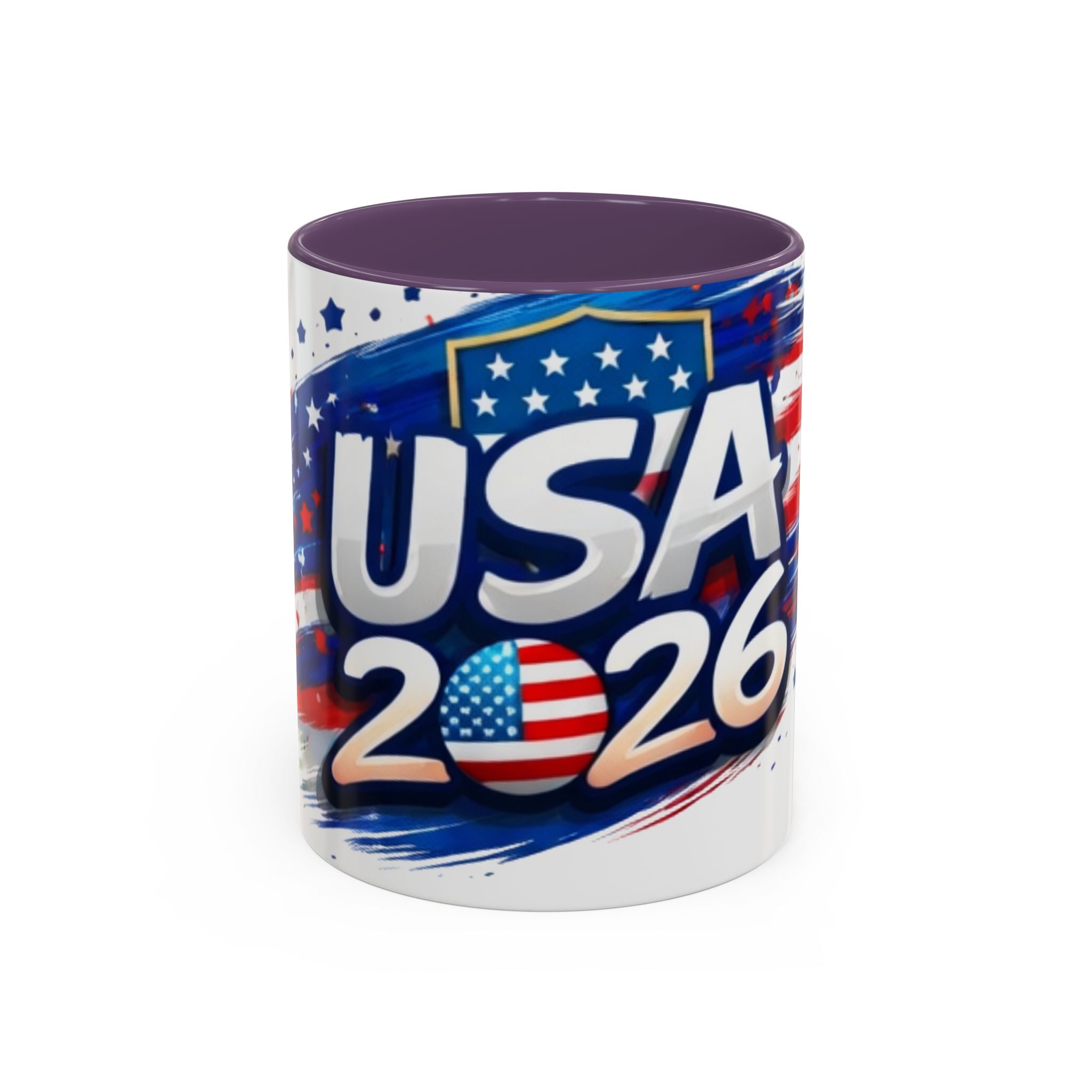 USA 2026 Flag Accent Coffee Mug — Patriotic Fourth of July Drinkware