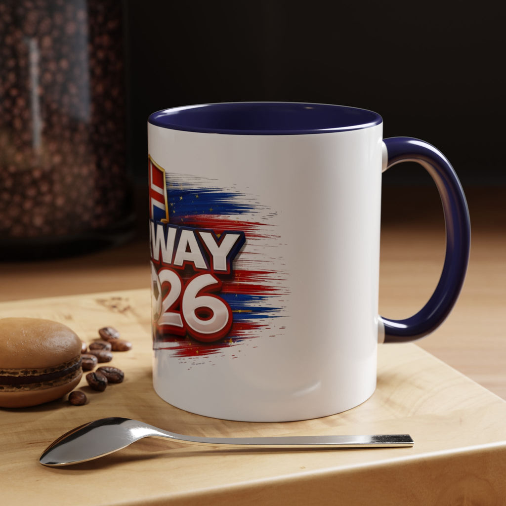 Norway 2026 Soccer Fan Accent Coffee Mug — Cup Supporter Gift