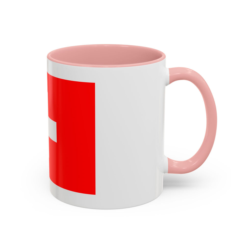 Switzerland Flag Accent Coffee Mug — Red White Swiss Cross Ceramic Mug (11/15oz)